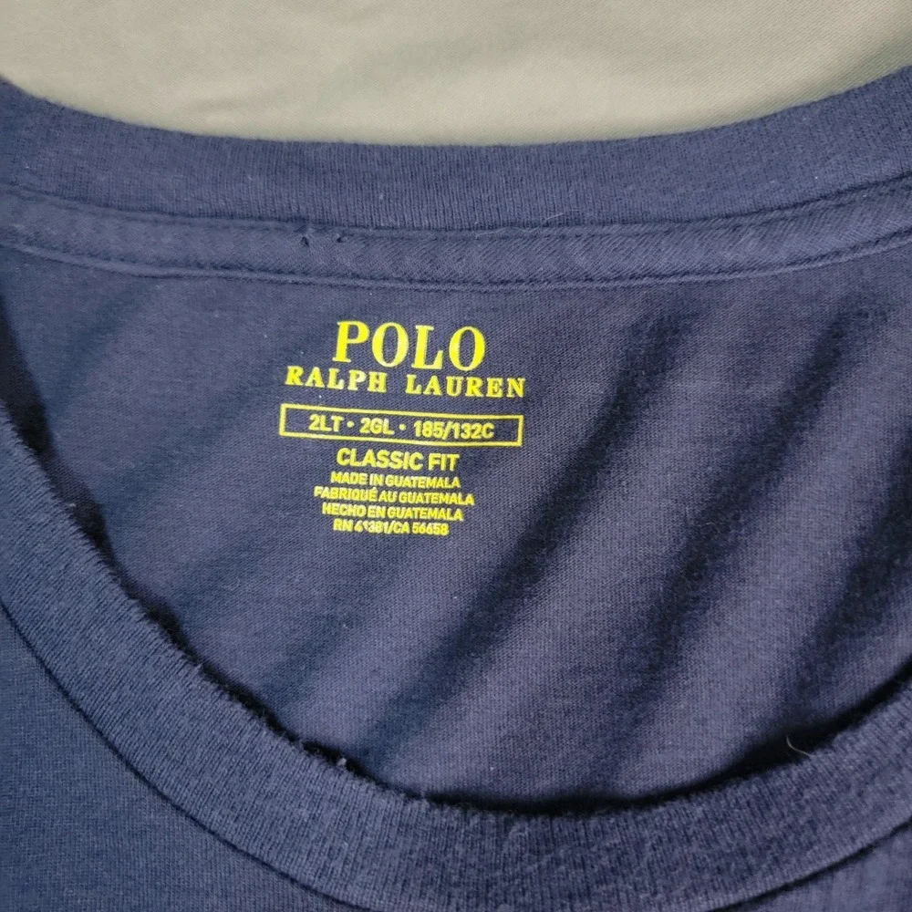 Polo Ralph Lauren Shirt Men's 2XLT Blue Big & Tall Short Sleeve Big Pony Paint